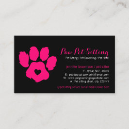 Tarjeta De Visita Cuidador de Mascotas Rosa Negro Redes Sociales Per