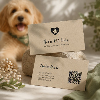 Tarjeta De Visita Cuidador de Mascotas Rústico Paseador de Perros Có