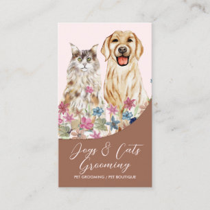 Tarjeta De Visita Cuidador de Mascotas Terracota Beige Acuarela Perr