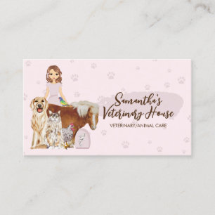 Tarjeta De Visita Cuidador de mascotas veterinario perro gato caball