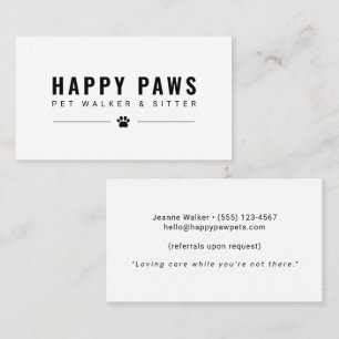 Tarjeta De Visita Cuidador de Mascotas y Paseador de Perros