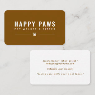 Tarjeta De Visita Cuidador de Mascotas y Paseador de Perros