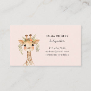Tarjeta De Visita Cuidador de niños adorable jirafa