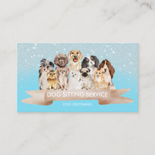 Tarjeta De Visita Cuidador de perros Petsitter azul turquesa brillan