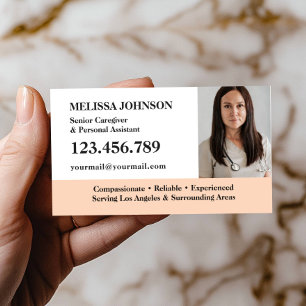 Tarjeta De Visita Cuidador Principal Cuidado de Ancianos FOTO CON RO