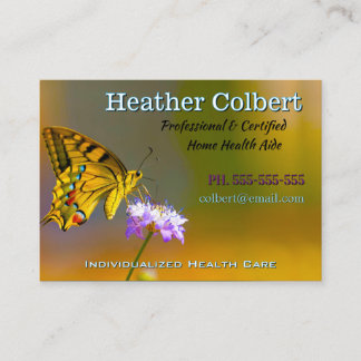 Tarjeta De Visita Cuidador Profesional Amigable con las Mariposas