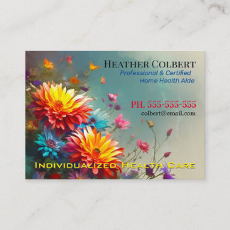 Tarjeta De Visita Cuidador Profesional de Floral Alegre y Certificad