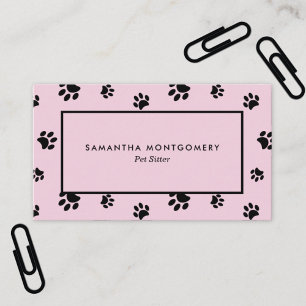 Tarjeta De Visita Cuidador Profesional de Mascotas con Huellas de Pa