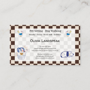 Tarjeta De Visita Cuidador Profesional de Mascotas Mascotas Dibujada