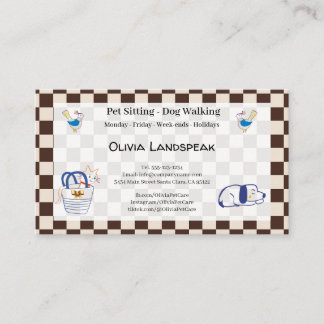 Tarjeta De Visita Cuidador Profesional de Mascotas Mascotas Dibujada