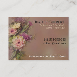 Tarjeta De Visita Cuidador profesional favorable a la floral