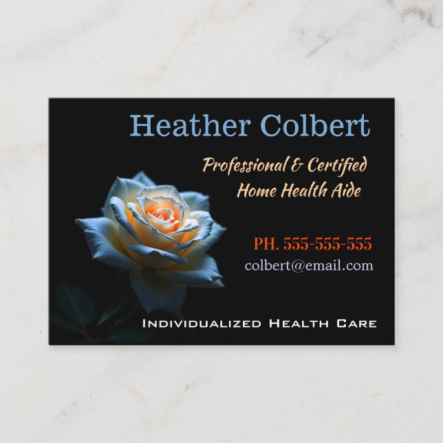 Tarjeta De Visita Cuidador Profesional Knight Rose (Anverso)