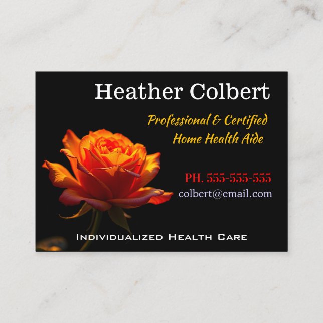 Tarjeta De Visita Cuidador Profesional Sunset Rose  (Anverso)