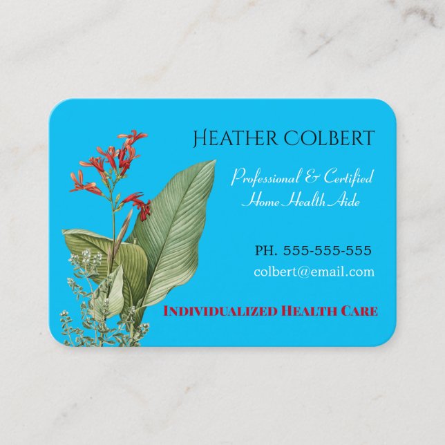 Tarjeta De Visita Cuidador que confía en al profesional floral (Anverso)