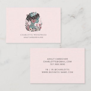 Tarjeta De Visita Cuidadora de Adultos Rosa Rubor