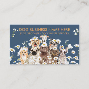 Tarjeta De Visita Cuidadora de mascotas NAVY Daisy Flower paseadora 