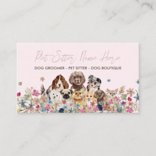 Tarjeta De Visita Cuidadora de mascotas para cachorros de raza de pe