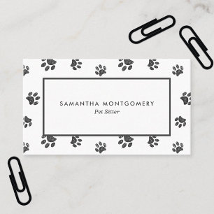 Tarjeta De Visita Cuidadora Profesional de Mascotas Huellas de Pata 