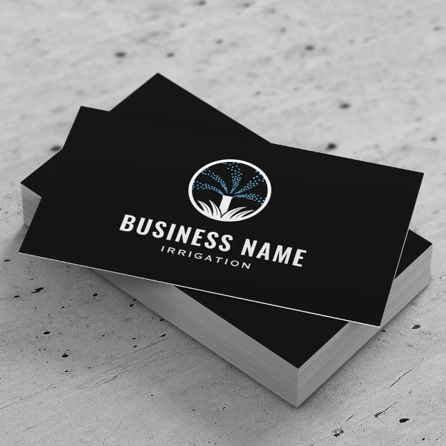 Tarjeta De Visita Cuidados de césped rociador y riego paisajismo neg (Subido por el creador)