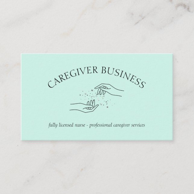 Tarjeta De Visita Cuidados de cuidadores de enfermeras de casa para  (Anverso)