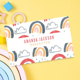 Tarjeta De Visita Cuidados de guardería infantil con arcoiris