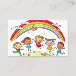 Tarjeta De Visita Cuidados de guardería infantil con arcoiris para n