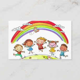 Tarjeta De Visita Cuidados de guardería infantil con arcoiris para n