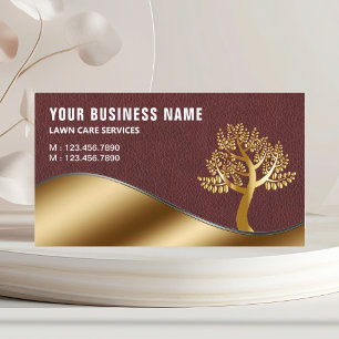 Tarjeta De Visita Cuidados de jardín de jardín de cuero dorado