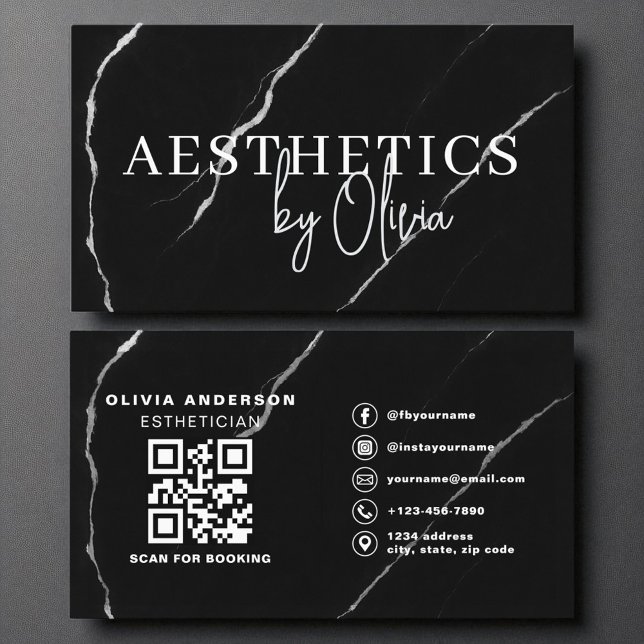 Tarjeta De Visita Cuidados de la piel Esteticismo QR Código Plata Má (Subido por el creador)