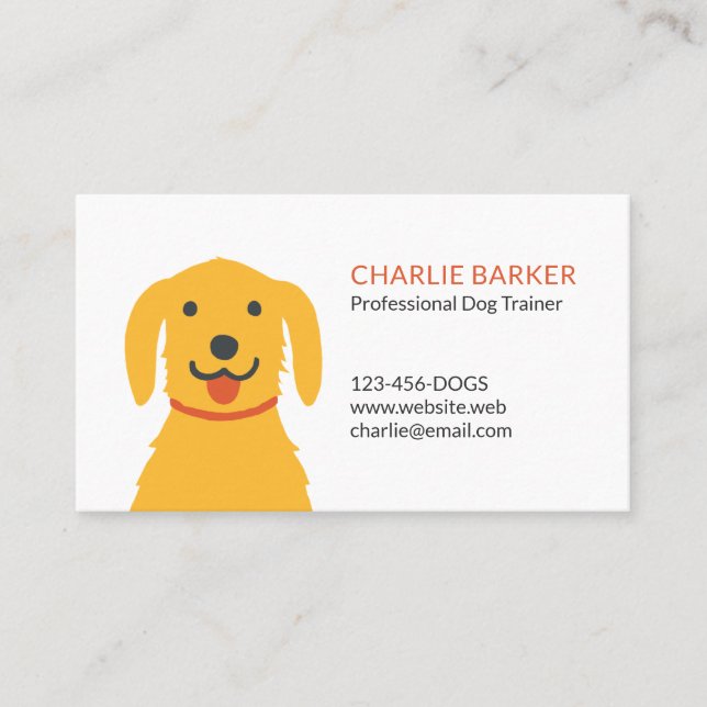 Tarjeta De Visita Cuidados de mascotas para perros amarillos | Perso (Anverso)