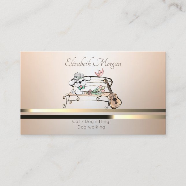 Tarjeta De Visita Cuidados de mascotas, sentados, aburridos (Anverso)