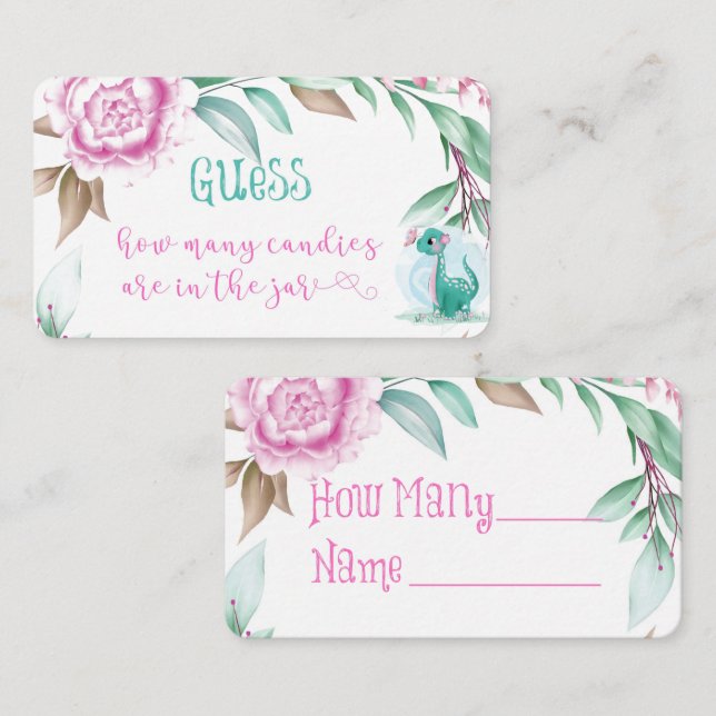 Tarjeta De Visita Cuidados Dinosaurios Pink Peony Cuántos Cadáveres  (Anverso / Reverso)