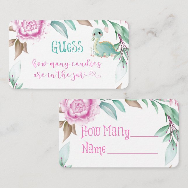 Tarjeta De Visita Cuidados Dinosaurios Pink Peony Cuántos Cadáveres  (Anverso / Reverso)