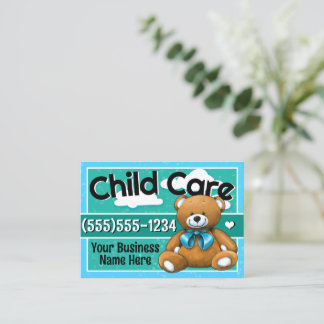 Tarjeta De Visita Cuidados diurnos para niños Teddy Bear Blue