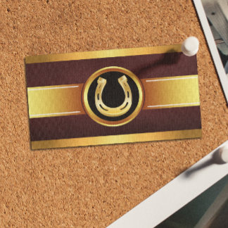 Tarjeta De Visita Cuidados equinos de herradura dorada