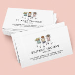 Tarjeta De Visita Cuidados infantiles simplistas y simples<br><div class="desc">Tarjetas de visita profesional de cuidado de niños con antecedentes blancos de moda,  tres niños lindos y una plantilla que es fácil de personalizar.</div>