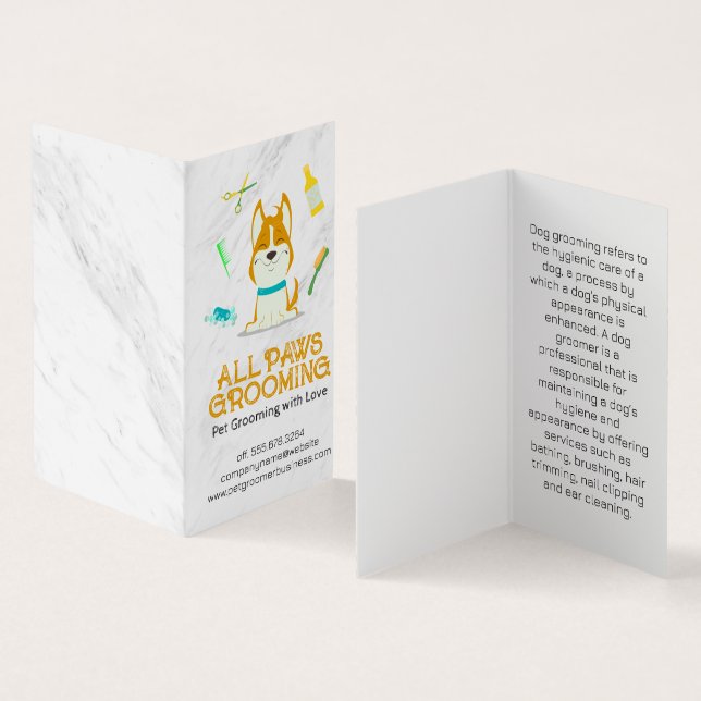 Tarjeta De Visita Cuidados perros de dibujos animados y herramientas (Interior y exterior)