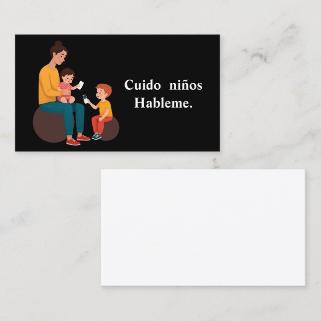 Tarjeta De Visita Cuido ninos (Anverso / Reverso)