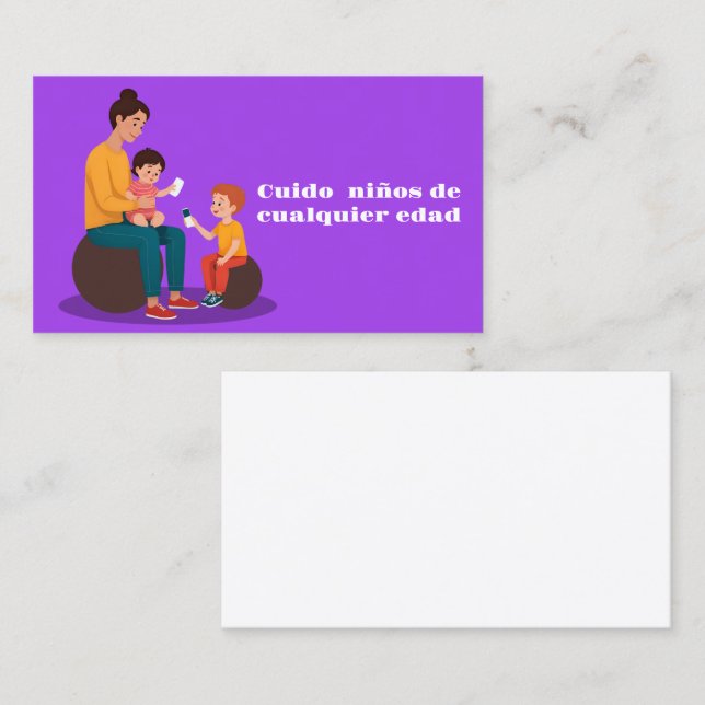 Tarjeta De Visita Cuido ninos (Anverso / Reverso)