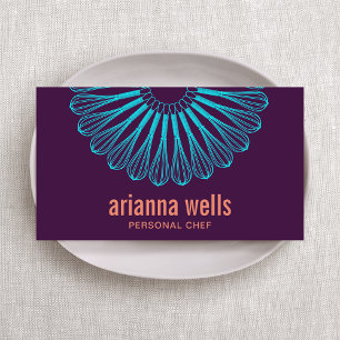 Tarjeta De Visita Culinario Chef Blue Whisk Logo Comedor Púrpura
