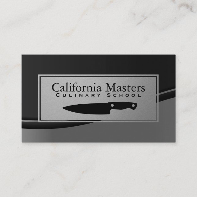 Tarjeta De Visita Culinario | Chef Knife | Onda metálica (Anverso)