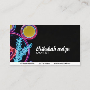 Tarjeta De Visita Culinario Neon Cyberpunk D543