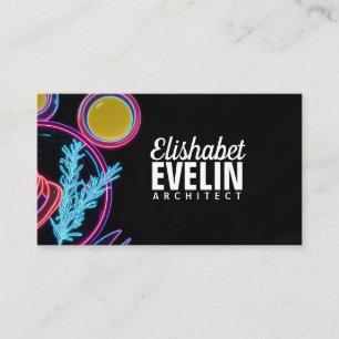Tarjeta De Visita Culinary Neón Cyberpunk g765
