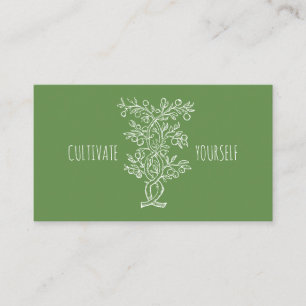 Tarjeta De Visita Cultiva a Ti Mismo Rama Entrelazada Bosque Verde