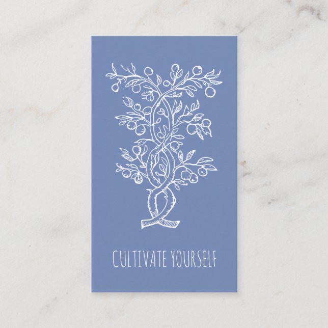 Tarjeta De Visita Cultivarse a sí mismo ramas entrelazadas azul hume (Anverso)