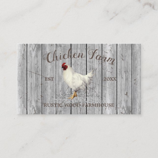 Tarjeta De Visita Cultivo de Huevos Orgánicos Rústicos de Madera de  (Anverso)