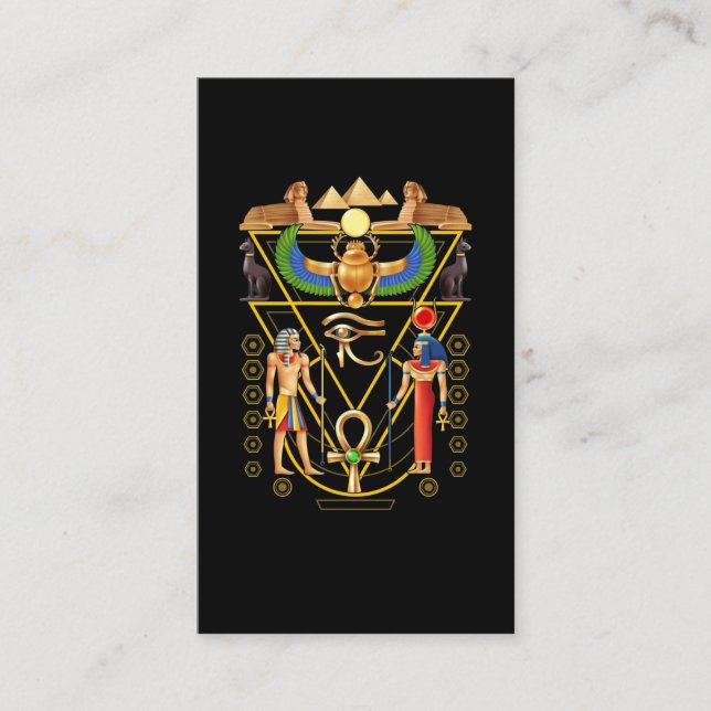 Tarjeta De Visita Cultura Egipcia Artefacto Scarab Ankh Horus Oye (Anverso)
