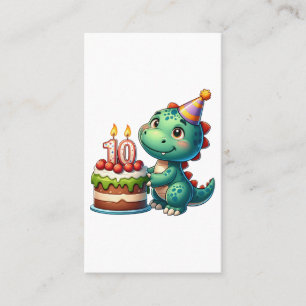 Tarjeta De Visita Cumpleaños 10 de Dino