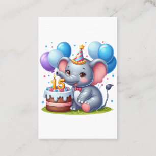 Tarjeta De Visita Cumpleaños 15 de Elefante Adorable