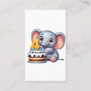 Tarjeta De Visita Cumpleaños 4 de elefante lindo
